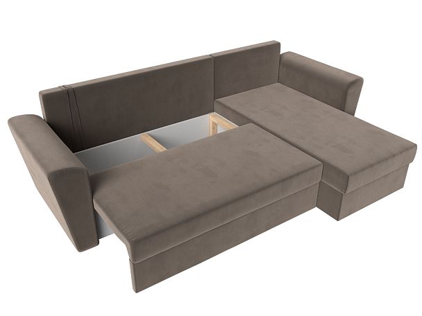 Угловой диван Амстердам Лайт правый (полностью велюр коричневый) - Вид 8