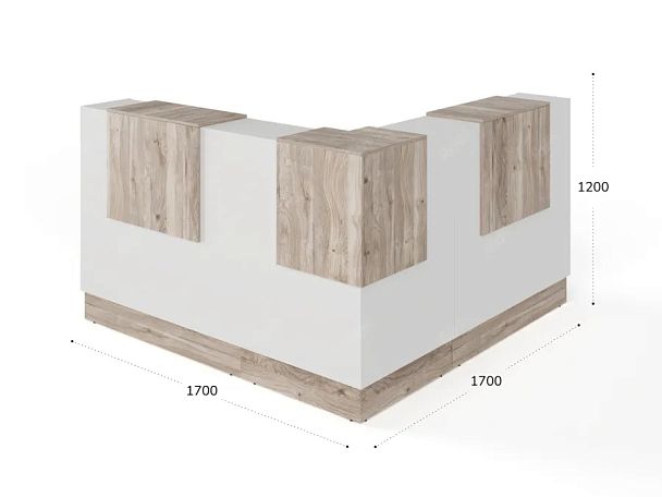 RTD093-170-MA ТАНДЕМ / TANDEM Стойка ресепшн угловая 7-170 1700х1700х1200 Дуб Маувелла - Вид 2