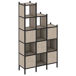 Loft Прямой стеллаж наборный VR.L-22 Дуб аттик/Чёрный металл 1278*446*2280 - Фото предпросмотра