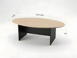 БЕРЛИН / BERLIN Конференц-стол овальный 2200х1200х740 Акация/Черный - Фото предпросмотра