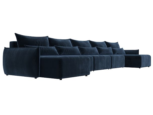 Диван п-образный Лига-051 НПБ МегаЛонг Велюр синий - Вид 3