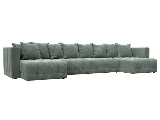 Диван П-образный Лига-052 НПБ Лонг Велюр зеленый - Вид 1