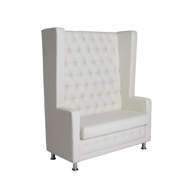 Диван Хонер, экокожа Cometa white, ножки металл хром - Вид 1