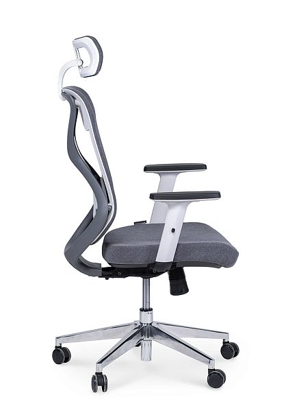 Кресло офисное Имидж gray 2 / белый пластик / серая ткань - Вид 3