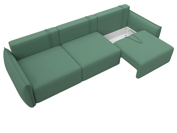 Диван прямой Лига-051 НПБ Лонг Рогожка зеленый - Вид 7