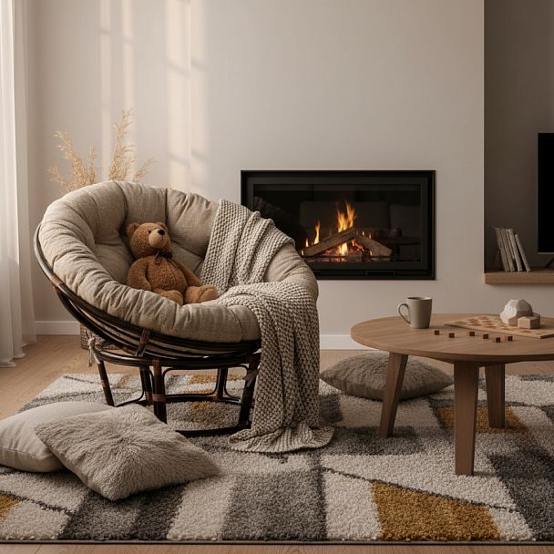 Кресло Папасан/Papasan (23/01 W) /с подушкой и ремешками/Antique brown (античный черно-коричневый) - Вид 15