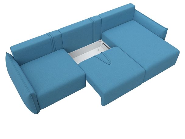 Диван угловой Лига-051 НПБ Лонг угол универсальный Рогожка голубой - Вид 7