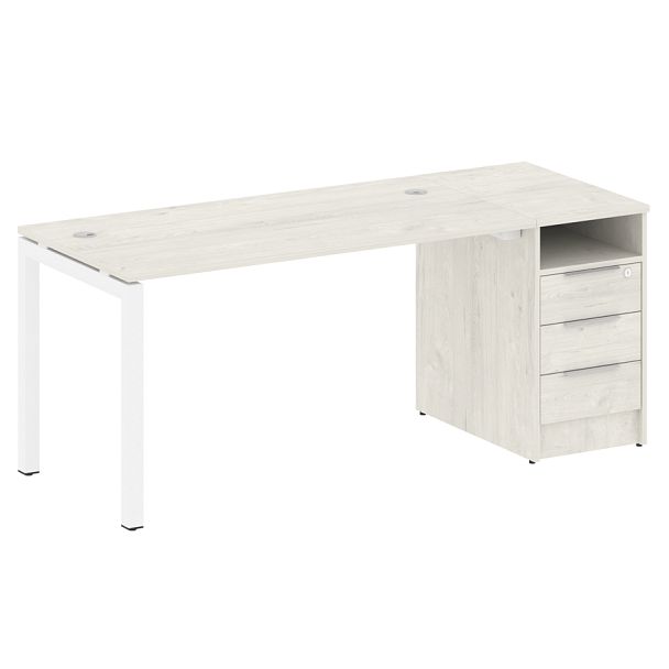 Metal System Quattro Р. ст. с тумбой на П-образном м/к 50БП.РС-СТП-1.3 Дуб наварра/Белый металл 1812*720*750 - Вид 1