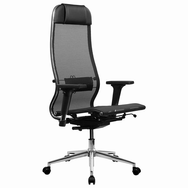 Кресло МЕТТА "ErgoLife" 10 B1-104D, хром, синхромеханизм, 2D-подлокотники, прочная сетка, черное - Вид 3