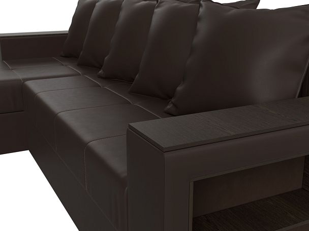 Диван угловой Дубай Лайт угол левый (полностью экокожа коричневая) - Вид 4
