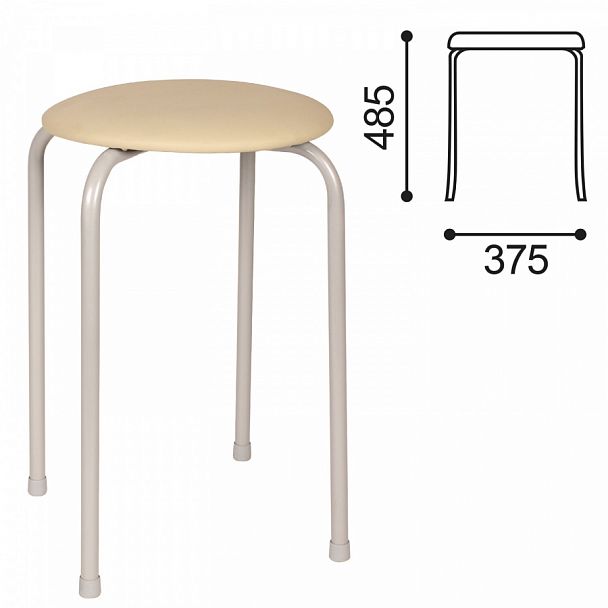 Табурет РС01-Т011В, серебристый каркас, кожзам бежевый, РС01-Т011В-506- - Вид 1