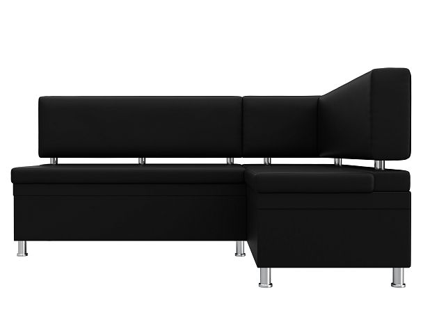 Кухонный уголок Стайл правый (полностью экокожа черная) - Вид 2