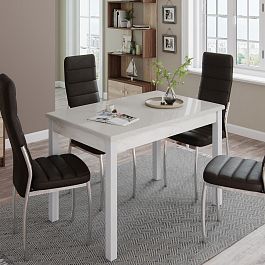 Стол обеденный Бостон-2 (750х1100х690) металл белый/белый гранит - Фото предпросмотра