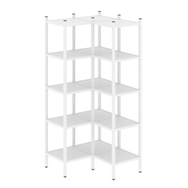 Loft Угловой внутренний стеллаж наборный VR.L-32 Белый бриллиант/Белый металл 862*862*1869 - Вид 1