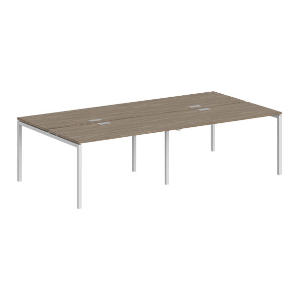 Рабочая станция Sigma 2800х1438х750 / профиль: 40х40 белый; столешница: дуб темный - Вид 1