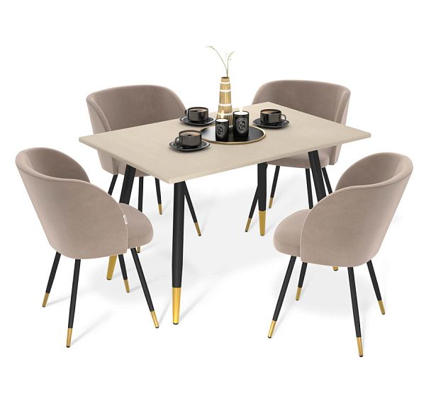 Обеденная группа Sheffilton SHT-DS309 ассаль/латте/черный муар/золото - Вид 1