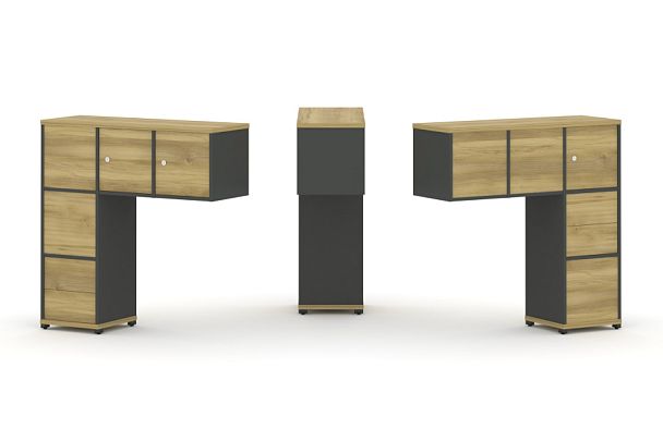 Concept Надставка низкая CN.DNN-005 Дуб Винченцо/Антрацит/Металл Антрацит 1099*365*1130 - Вид 1