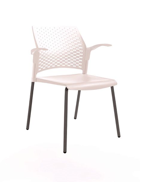 REWIND стул с открытыми подлокотниками каркас черный/пластик белый "Кресла для посетителей"  ТК-001854000014 белый - Вид 1