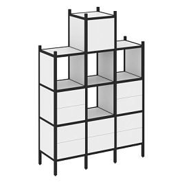 Loft Прямой стеллаж наборный VR.L-18 Белый бриллиант/Чёрный металл 1278*446*1869 - Фото предпросмотра