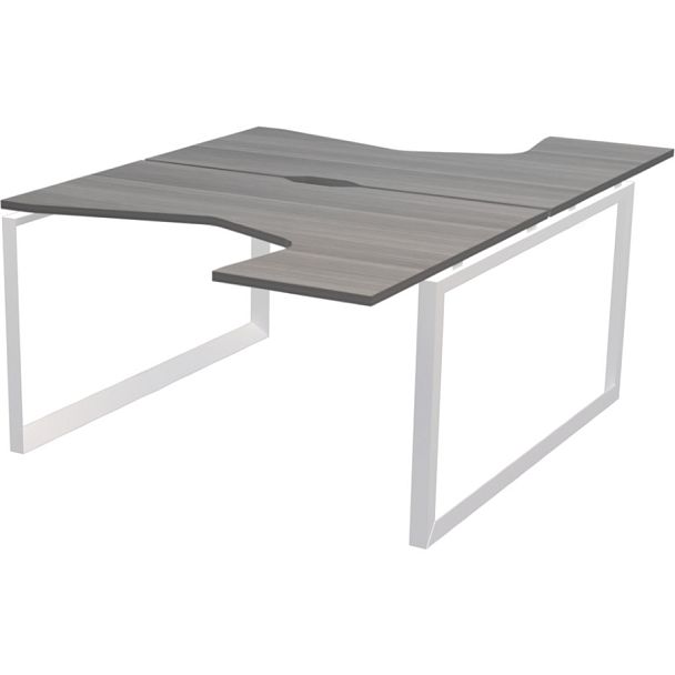 Бенч эргономичный на 2 рабочих места на металлокаркасе НТМП.О.Б2-040 Лиственница/Белый 1400x2036x750 Аргентум-МП - Вид 1