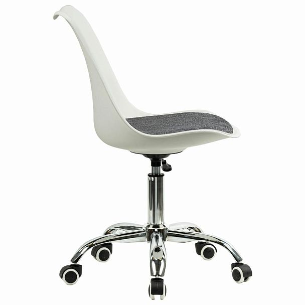 Кресло стул BRABIX "Eames MG-310 CH", хром, пластик белый, ткань серая, 532924 - Вид 4