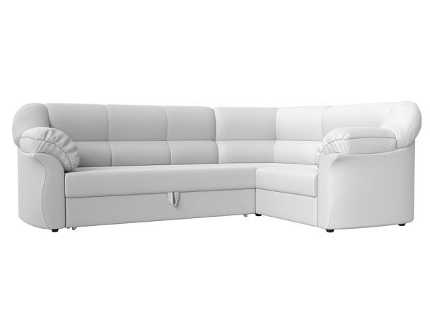 Диван угловой Карнелла правый (полностью экокожа белая) - Вид 1