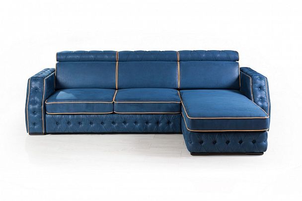 Portofino угловой диван-кровать замша синий - Вид 4