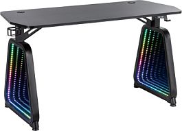 Стол игровой Cactus CS-GMD-BK-RGB столешница МДФ черный каркас черный 136x60x75см - Фото предпросмотра