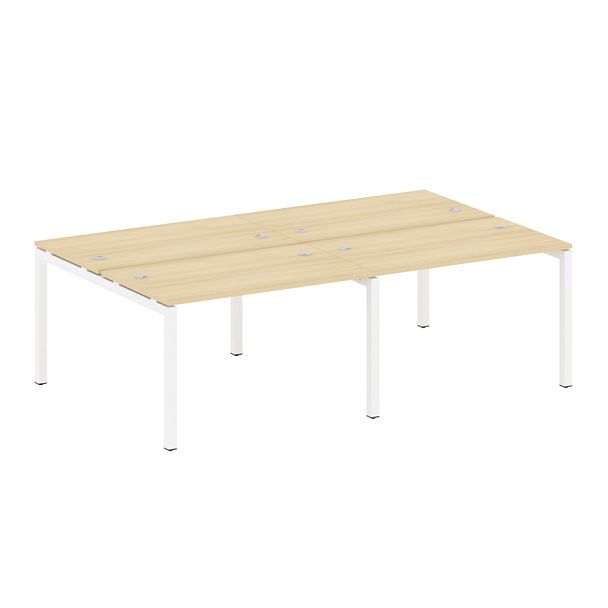 Metal System Quattro Р. ст. на 4 раб. места на П-образном м/к 50БП.СМ-4.2 Акация/Белый металл 2400*1475*750 - Вид 1