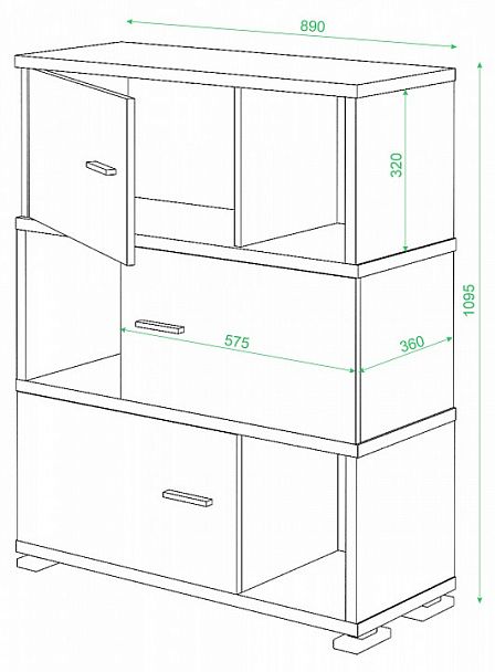 Тумба комбинированная Домино нельсон СБ-30/3 Нельсон - Вид 2