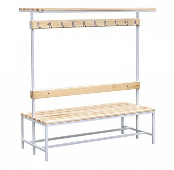 Скамья для раздевалок двухсторонняя с полкой для головного убора - Вид 1
