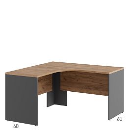 Стол эргономичный правый Tess 140x140x75 дуб крафт золотой - Фото предпросмотра