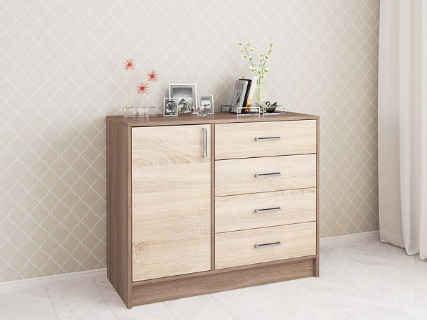 Комод Катрин 6 (830х1000х435) ясень шимо/дуб сонома - Вид 1