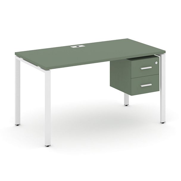 Concept Стол рабочий с подвесной тумбой с 2 ящ. CN.SP-114 W Кобо/Металл Белый 1180*720*750 - Вид 1