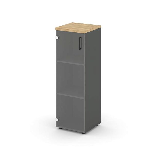 Style Project Шкаф средний узкий SN.STU-205(L) Антрацит/Тиквуд Светлый/Прозрачный/Черный Ручки 400*4 - Вид 1