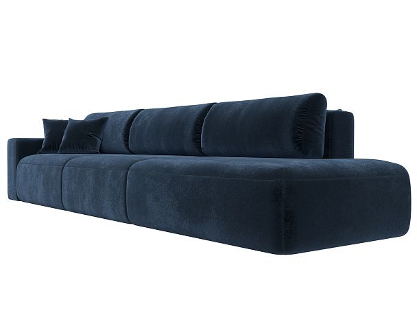 Диван прямой Лига-036 НПБ Модерн Лонг подлокотник слева Велюр синий - Вид 3