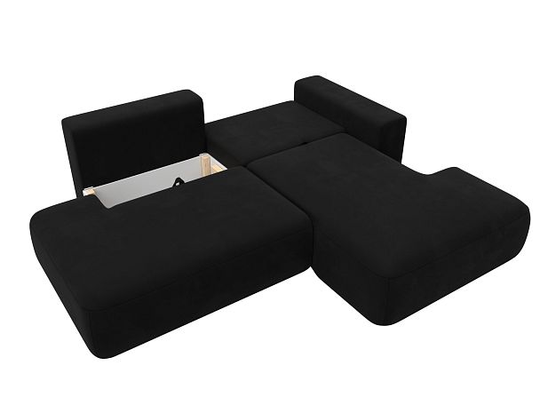 Диван угловой Лига-036 Модерн правый угол Микровельвет черный - Вид 8