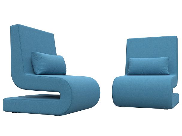 Кресло Волна (2 шт.) Рогожка голубой - Вид 3