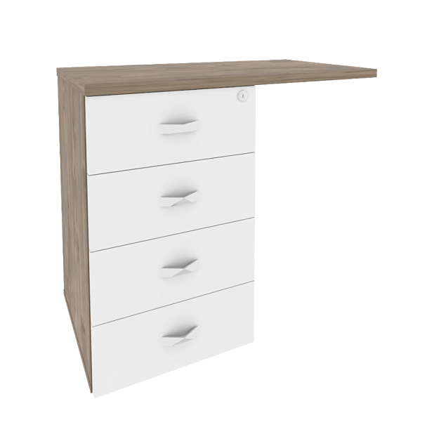 Onix Тумба приставная (универсальная л/пр) O.TPU-4 Тиквуд темный/Белый бриллиант 842*460*750 - Вид 1