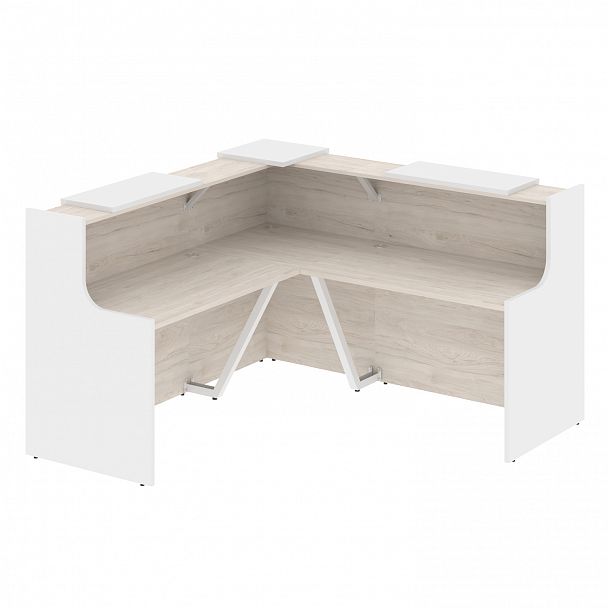 Ресепшн Г-образный "Onix" O.R-K-24 денвер светлый/белый - Вид 1