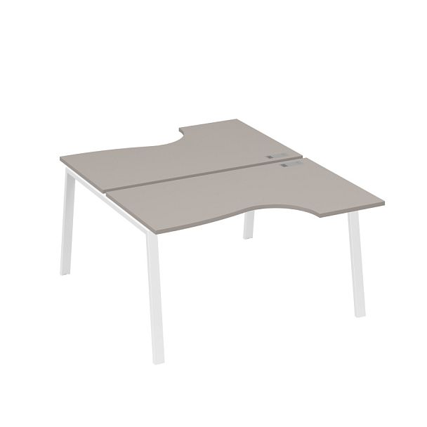 Рабочая станция столы (2х140) эргономичные Классика каркасTRE A4 А4 Б3 184  БП мокко премиум / металлокаркас белый - Вид 1