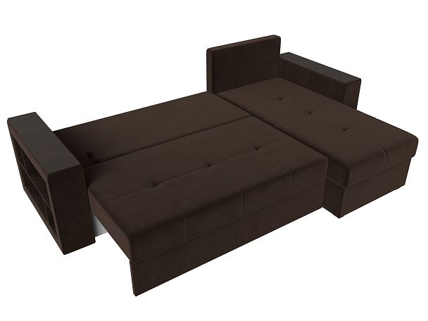 Диван угловой Дубай Лайт угол правый (полностью микровельвет коричневый) - Вид 9