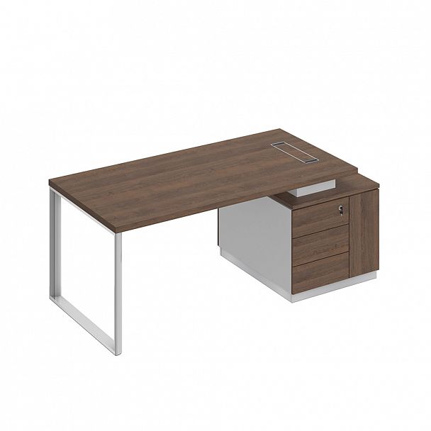 Стол руководителя на опорной тумбе (левый/правый) "Bravo" БР 105 дуб гладстоун/белый премиум/дуб гладстоун - Вид 1