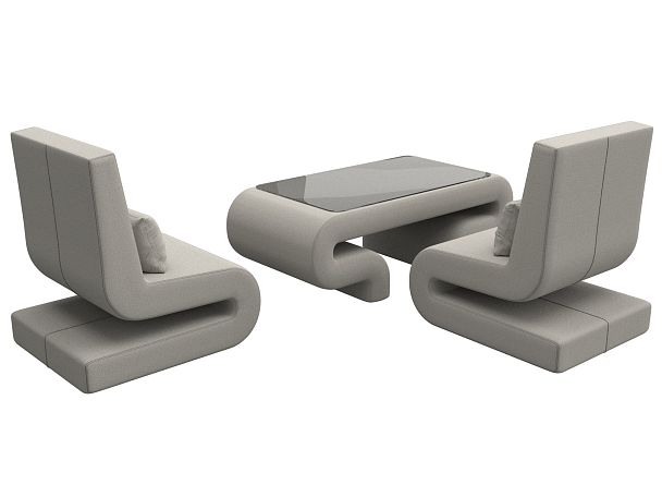 Набор Волна-3 (стол, 2 кресла) Рогожка бежевый - Вид 5