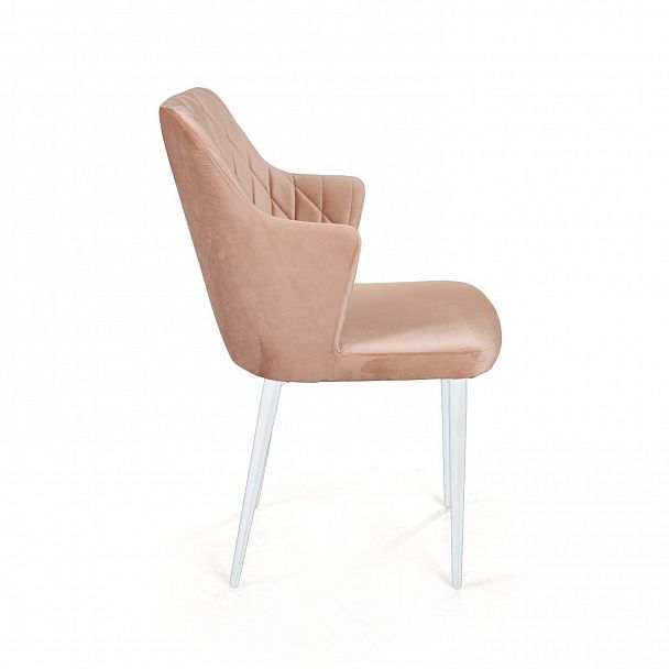 Стул с подлокотниками Hunt ромб, бархат бежевый 5 / белый конус - Вид 3