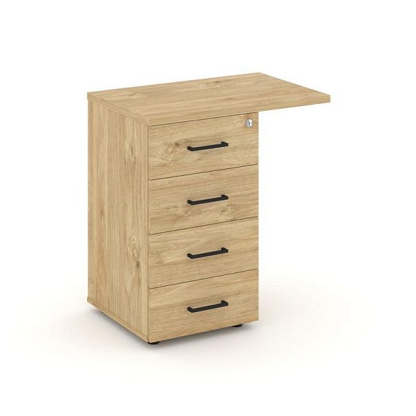 Стайл Проджект Тумба приставная SN.TPP-002 Тиквуд Светлый/Черный Ручки 416/700*460*750 - Вид 1