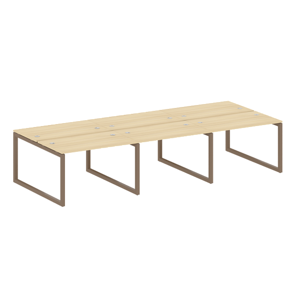 Metal System Quattro Р. ст. на 6 раб. места на О-образном м/к 50БО.СМ-6.2 Акация/Мокко металл 3600*1475*750 - Вид 1