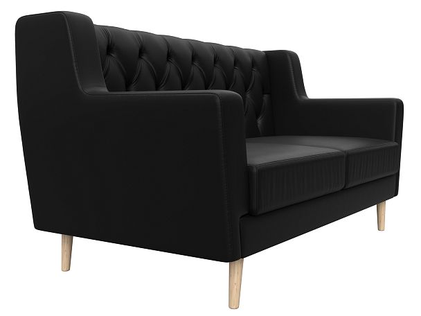 Прямой диван Брайтон 2 Люкс (полностью экокожа черная) - Вид 3