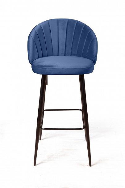 Стул барный Mont Blanc, бархат синий 29 / черный конус - Вид 2