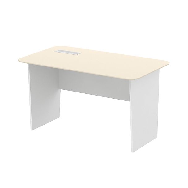 Столы рабочие "Компьютерные столы"  ПК-МИН-СТ140Х80Л/МП/Д/18/1-В1-1188 бежевый песок + белый - Вид 1
